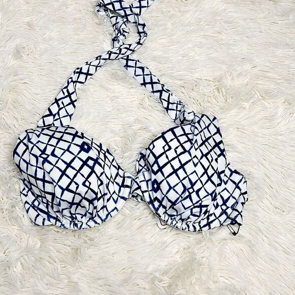 A. Che Viona Halter Viceroy Halter Swim Top Blue/White NWT 32C/34B/36A - Picture 1 of 6